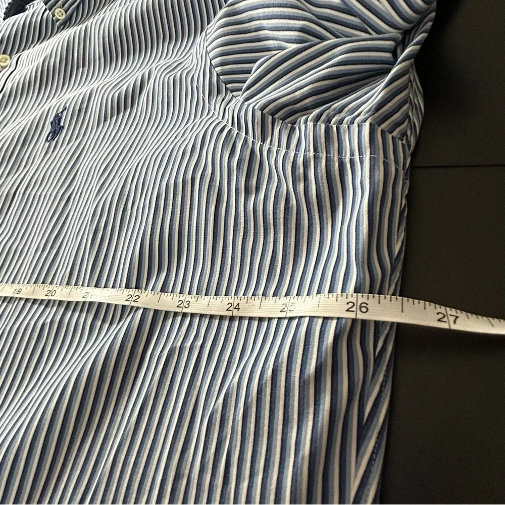 POLO Ralph Lauren Button Down Shirt Men's Classic Fit Blue White Stripe Size XL